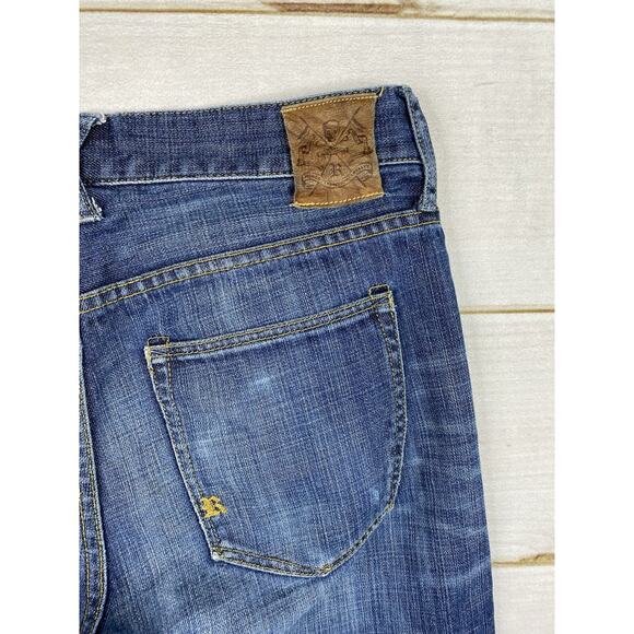 Rugby by Ralph Lauren Jeans Womens 26 Blue Boyfriend Distressed Button Fly - Picture 11 of 13